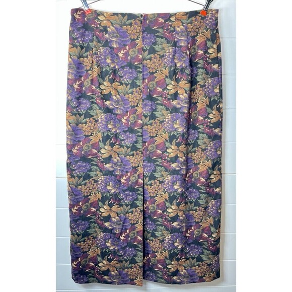 Briggs NY Floral Dark Red Purple Maxi Skirt 16 90s Whimsigoth Fairy Grunge Soft - Picture 3 of 11